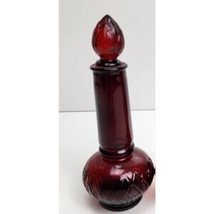 VTG AVON "To A Wild Rose" Cologne / Perfume Shade of Deep Ruby Red Glass Bottle